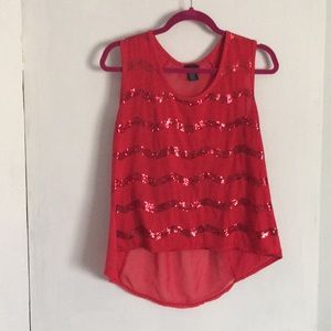 Red sequined top